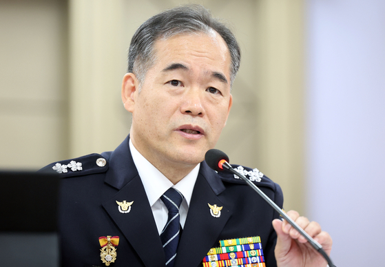 김종철 경남경찰청장. 지난해 10월 28일 오후 경남경찰청에서 열린 국회 행정안전위원회 경남경찰청 국감에서 의원 질의에 답변하는 모습. 연합뉴스