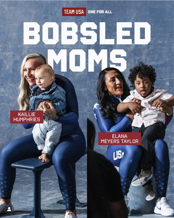 험프리스와 아들(왼쪽), 테일러와 장남 니코. 미국 올림픽 선수단 SNS는 두 엄마 선수에게 '수퍼맘'이란 별칭을 선물했다. 사진 팀USA SNS