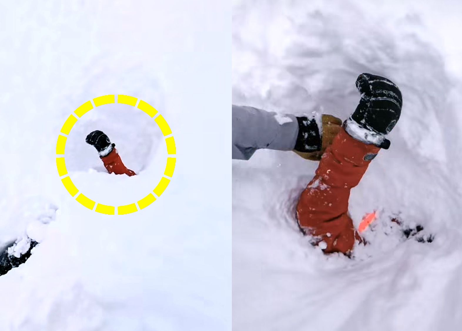 마테오 질라는 지난 10일(현지시간) 스위스 엥겔베르크에서 스키를 타던 중 눈 속에 팔이 튀어나와 있는 것을 발견했다. 사진 인스타그램 캡처