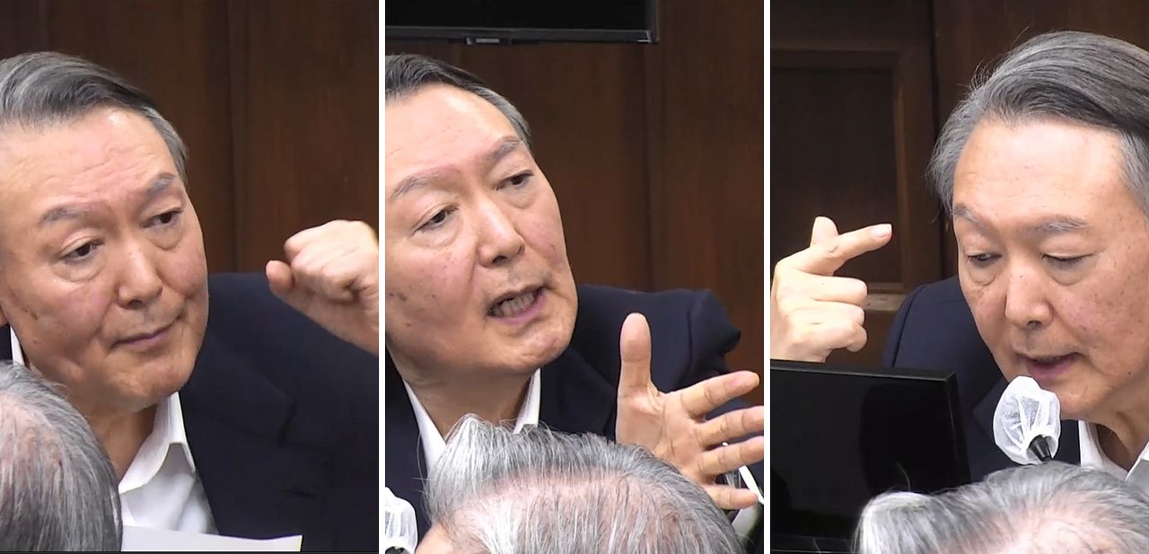 윤석열 전 대통령이 13일 서울중앙지법에서 열린 내란 우두머리 혐의 결심공판에서 최후진술을 하고 있다. 사진 서울중앙지방법원