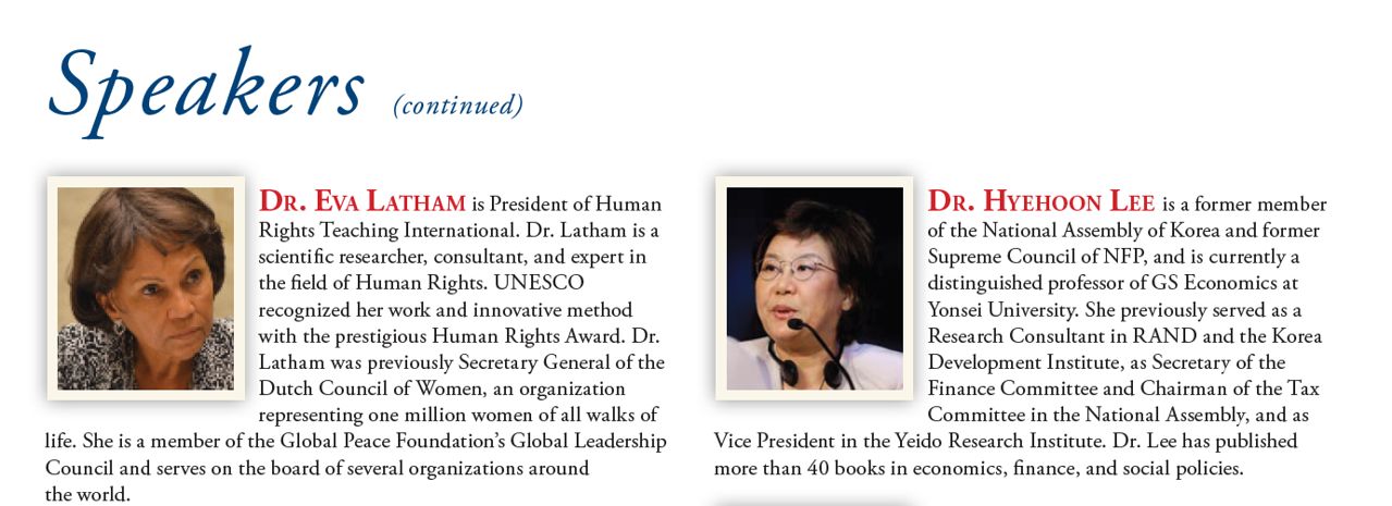 ‘글로벌 피스 컨벤션(GPC) 2014’ 행사 팸플릿에 Speaker로 소개 돼 있는 이 후보자의 모습. 팸플릿 캡처