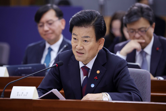 정동영 통일부 장관이 지난달 19일 정부서울청사 별관에서 열린 외교부(재외동포청)·통일부 업무보고에서 발언하는 모습. 대통령실사진기자단.