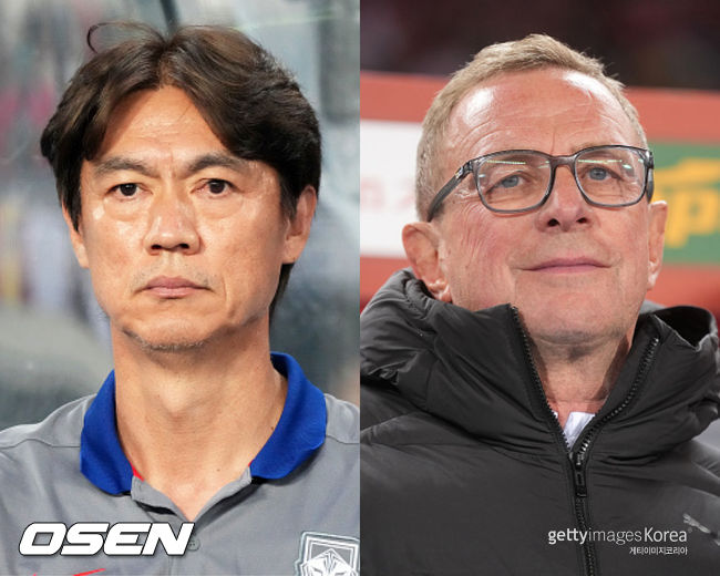 [사진] (왼쪽부터) 홍명보 감독과 랄프 랑닉 감독 ⓒGettyimages(무단전재 및 재배포 금지)