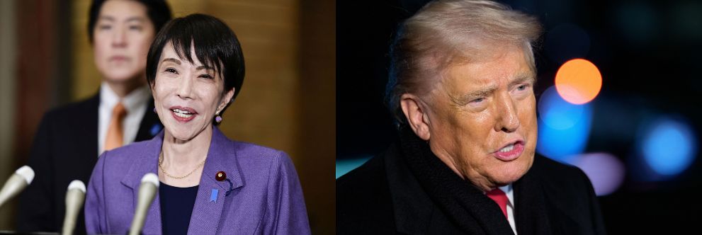 다카이치 사나에(왼쪽) 일본 총리의 감세 정책 추진과 도널드 트럼프 미국 대통령의 그린란드 관세 위협으로 양국의 국채 시장이 크게 흔들렸다. 로이터·EPA=연합뉴스