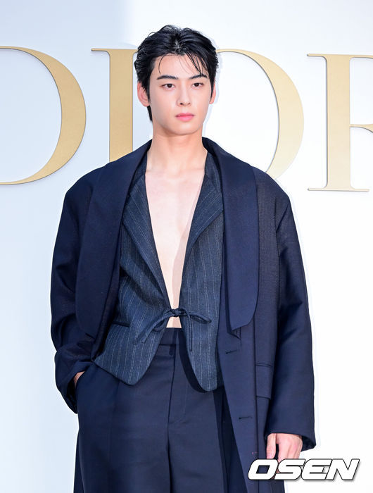 [OSEN=지형준 기자] 29일 오후 서울 성동구 성수동 디올 성수에서 디올 포토행사가 열렸다.이날 가수 뉴진스 해린, 배우 한소희, 차은우, 정해인, 로몬, 김민하, 전 피겨스케이팅 선수 김연아, 모델 박희정, 배윤영이 참석해 자리를 빛냈다.차은우가 포즈를 취하고 있다. 2024.05.29 / jpnews@osen.co.kr