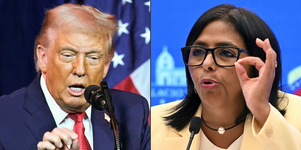 도널드 트럼프 미국 대통령과 델시 로드리게스(오른쪽) 베네수엘라 임시 대통령. AFP=연합뉴스