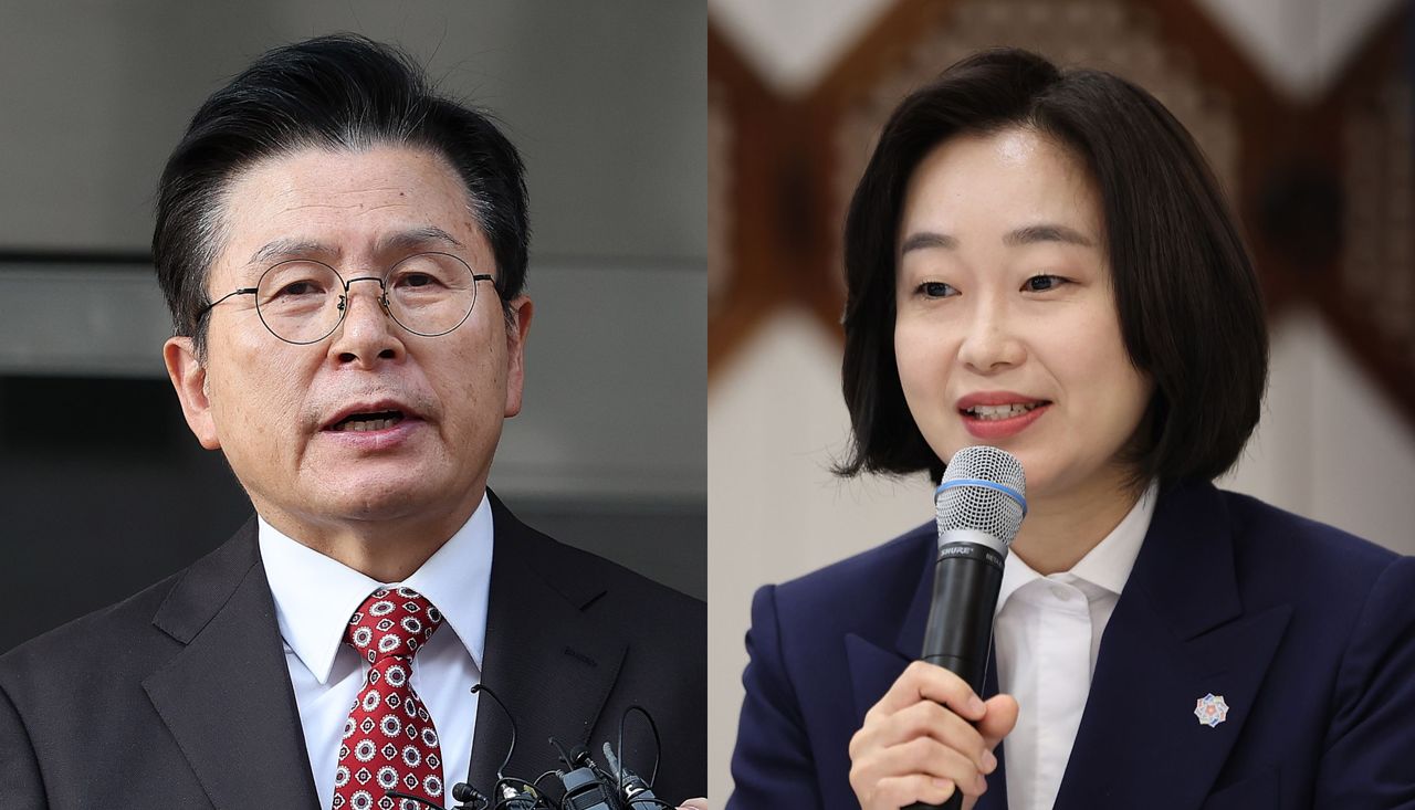 황교안 자유와혁신 대표(왼쪽)와 김재연 진보당 상임대표가 오는 6·3 지방선거와 함께 치러지는 평택을 재선거에서 맞붙을 예정이다. 뉴스1