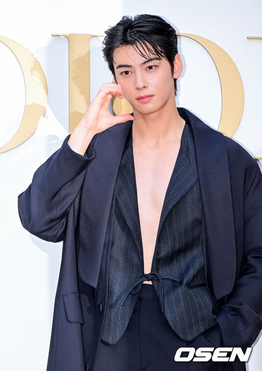 [OSEN=지형준 기자] 29일 오후 서울 성동구 성수동 디올 성수에서 디올 포토행사가 열렸다.이날 가수 뉴진스 해린, 배우 한소희, 차은우, 정해인, 로몬, 김민하, 전 피겨스케이팅 선수 김연아, 모델 박희정, 배윤영이 참석해 자리를 빛냈다.배우 차은우가 포즈를 취하고 있다. 2024.05.29 / jpnews@osen.co.kr