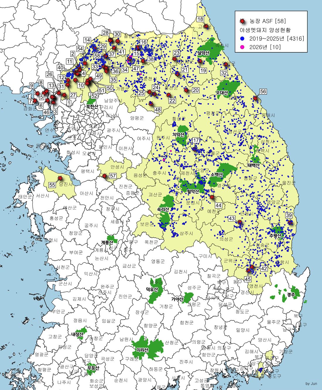 아프리카돼지열병(ASF) 전국 발생 지도, 그래픽 경기도