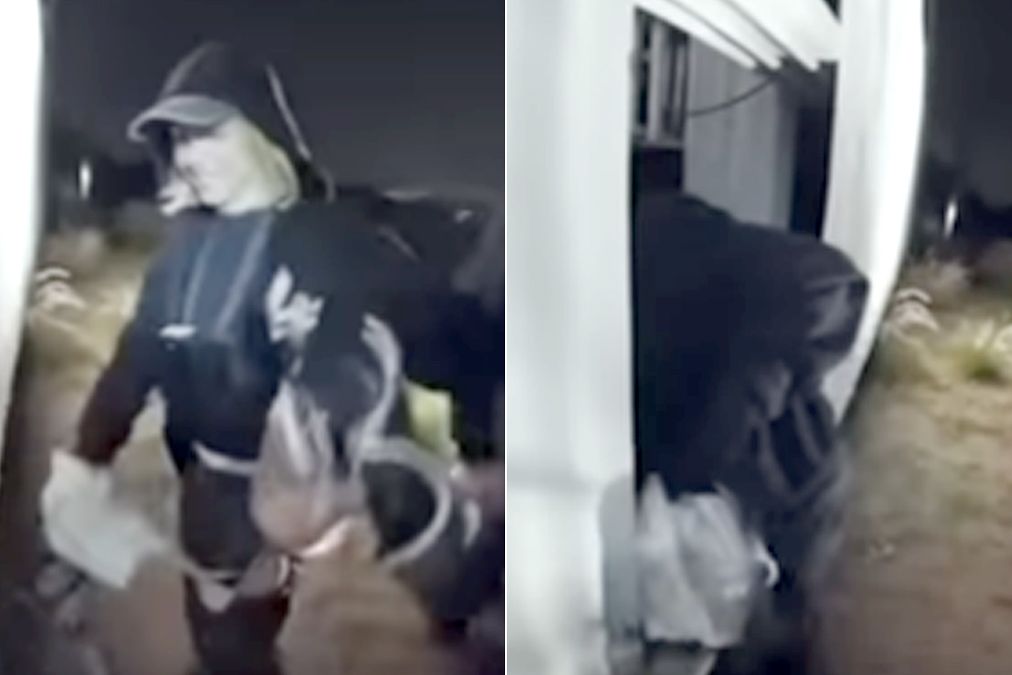 할리우드 스타 시드니 스위니가 최근 로스앤젤레스(LA) 시내 마운트 리 언덕에 있는 할리우드(Hollywood) 사인 구조물에 올라가는 모습. 사진 유튜브 캡처