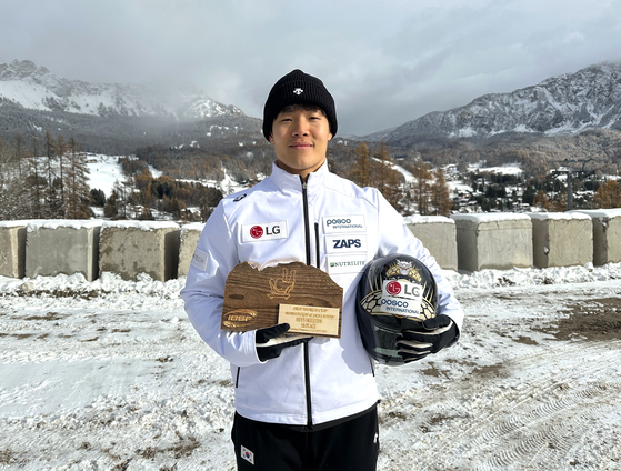 밀라노에서 입상에 도잔하는 스켈레톤 간판 정승기. 사진 대한봅슬레이스켈레톤경기연맹