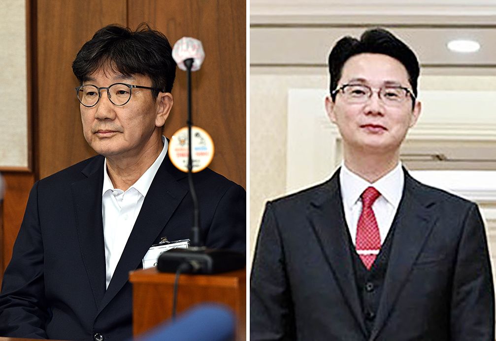 서울중앙지법 형사합의27부(부장 우인성)는 28일 통일교 측으로부터 불법 정치자금 1억원을 받은 혐의로 기소된 국민의힘 권성동 의원(왼쪽 사진)에게 징역 2년을 선고했다. 김건희 여사와 권 의원에게 금품을 건넨 윤영호 전 통일교 세계본부장에게는 징역 1년2개월을 선고했다. [연합뉴스, 사진 SNS 캡처]