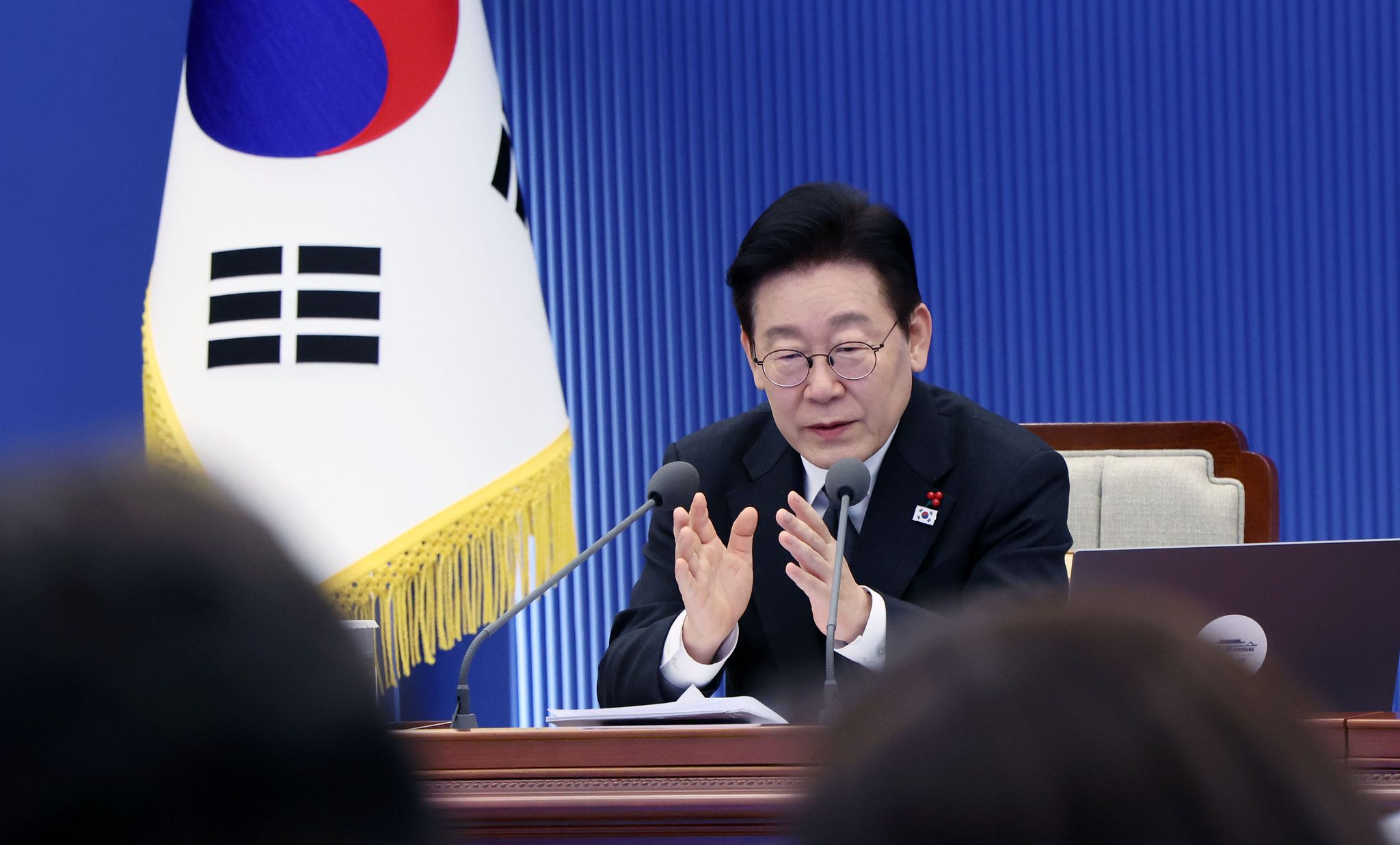 이재명 대통령이 22일 청와대에서 열린 수석보좌관회의에서 발언하고 있다. 연합뉴스