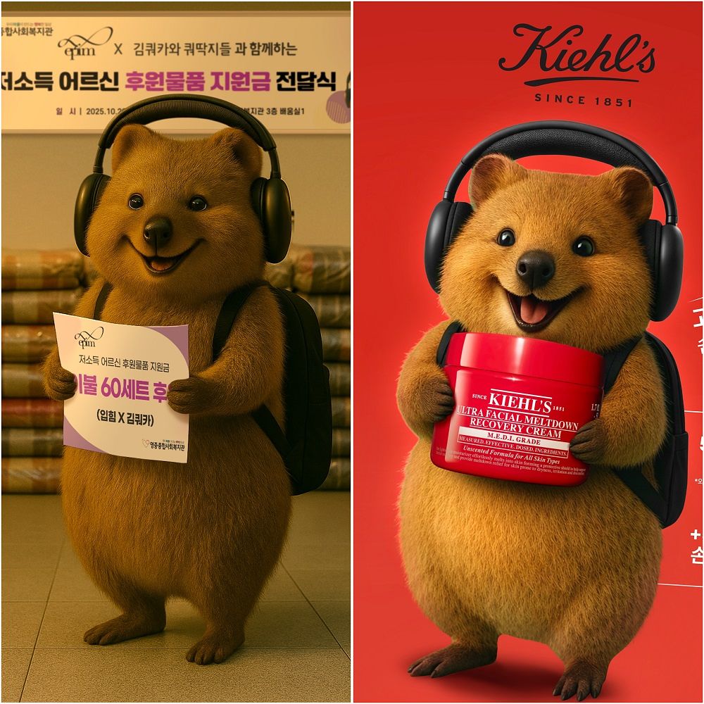 입힘과 함께 수익금 기부하는 쿼카 / 키엘과 협업한 쿼카
