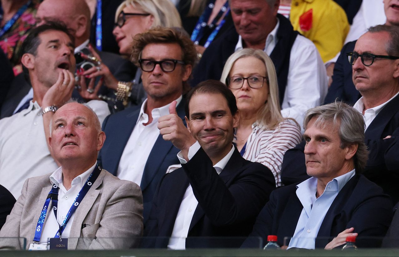 호주오픈 결승전을 찾은 라파엘 나달(가운데). 현역 시절 조코비치의 라이벌이자, 알카라스의 롤모델이었다. 로이터=연합뉴스