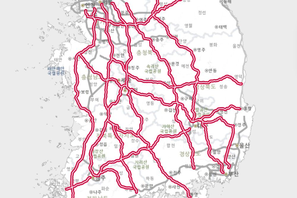 2일 오전 기준 기상청 도로기상정보시스템의 '도로 살얼음 발생가능 정보' 현황. 총 4단계 중 가장 높은 위험 수준을 보이고 있다. [기상청]