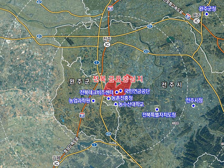 전북특별자치도가 추진 중인 제3 금융중심지 예정 구역 위치도. 사진 전북특별자치도