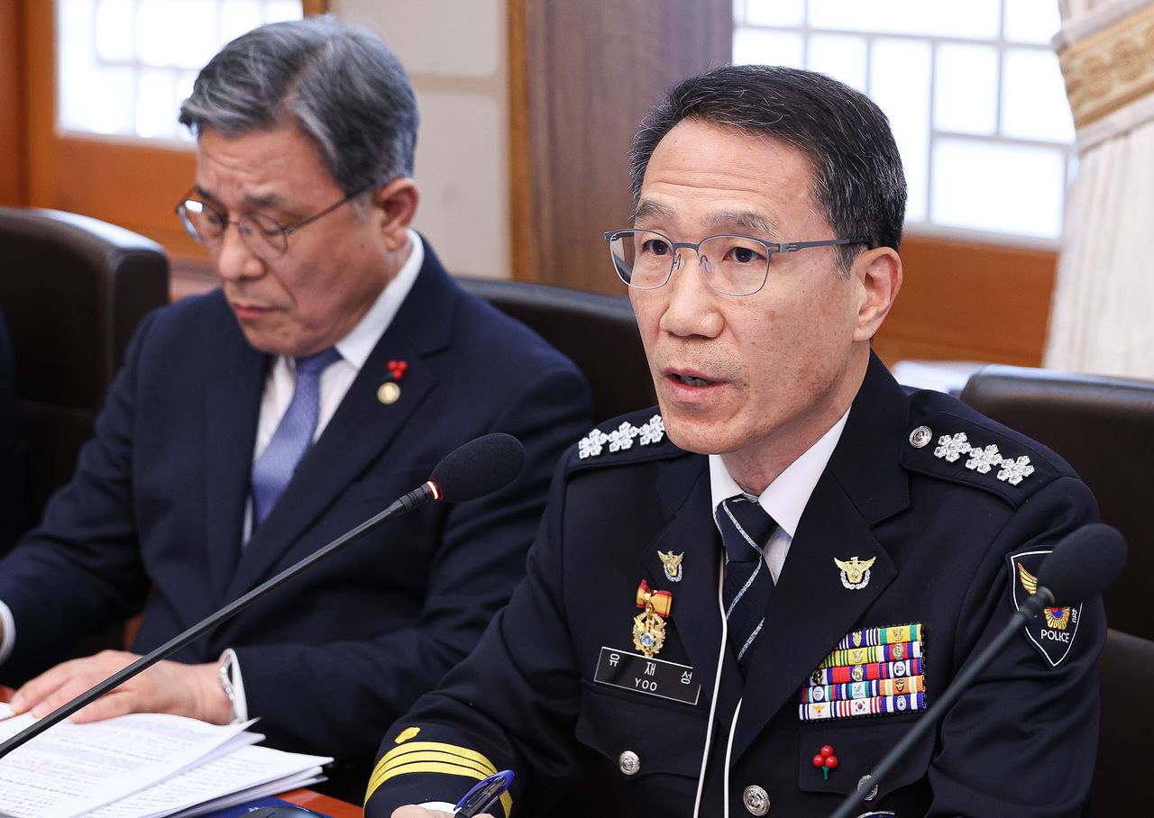 유재성 경찰청장 직무대행 지난달 20일 청와대에서 열린 국무회의에서 발언을 하고 있다. 뉴스1