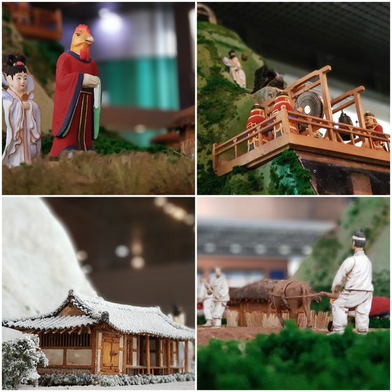 산 모양의 옥루에는 시간을 알리는 12지신상. 징으로 시간을 알리는 인형. 받 가는 농부 등 다양한 소품들이 자리해 있다. [중앙포토]