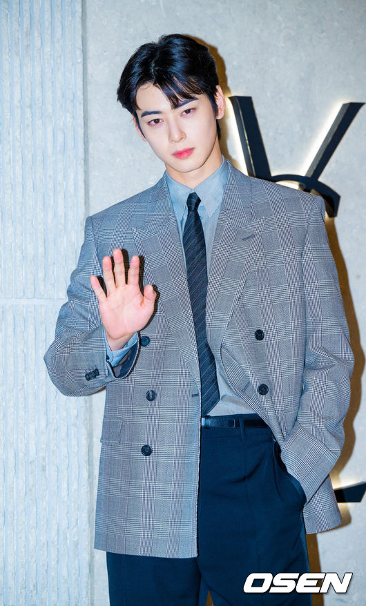 [OSEN=민경훈 기자] 가수 겸 배우 차은우가 31일 오후 서울 중구 신세계 백화점 본점에서 열린 한 럭셔리 브랜드 스토어 리뉴얼 오프닝 포토 행사에 참석했다.이 자리에는 차은우, 이청아, 김도연, 이종원, 김나영이 참석해 자리를 빛냈다.차은우가 입장하며 포즈를 취하고 있다. 2025.03.31 / rumi@osen.co.kr