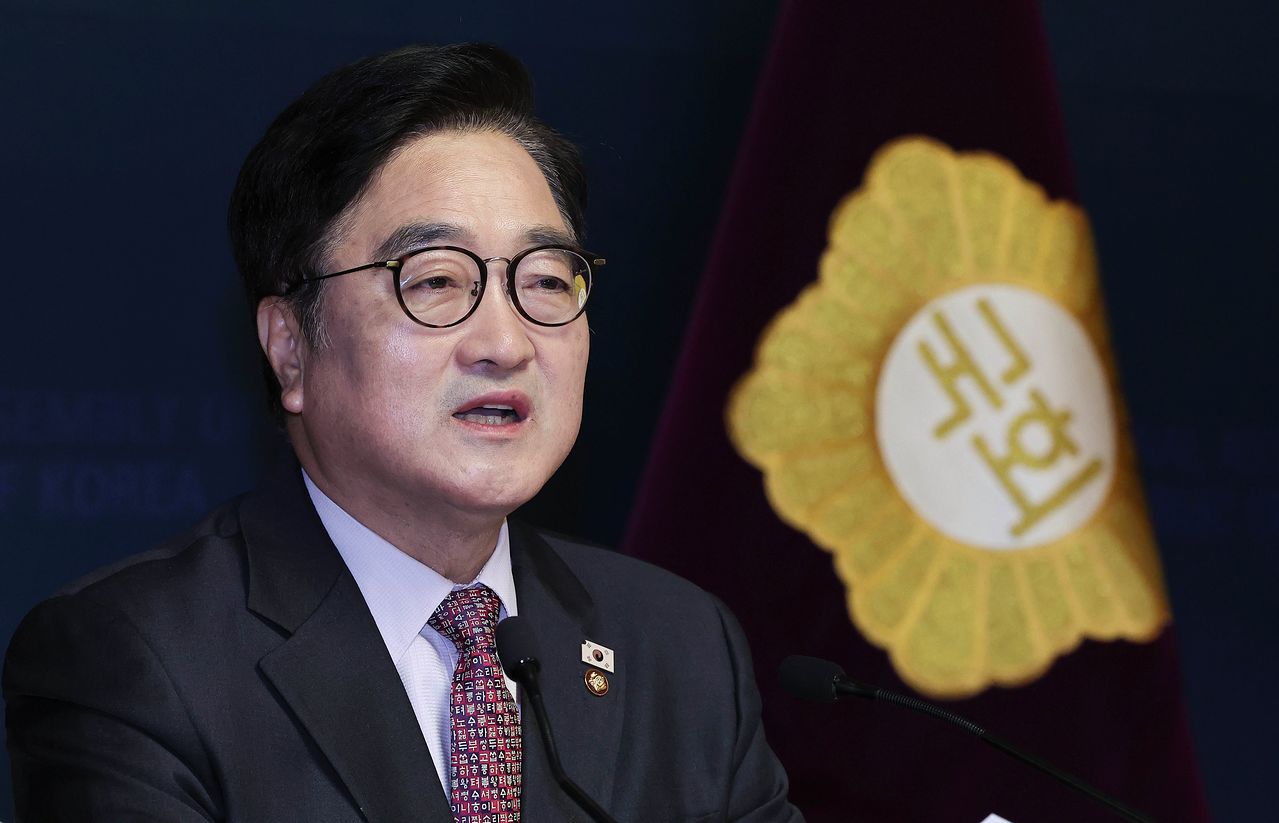 우원식 국회의장이 5일 오전 서울 여의도 국회 사랑재에서 열린 2026년 신년 기자회견에서 모두발언을 하고 있다. 임현동 기자