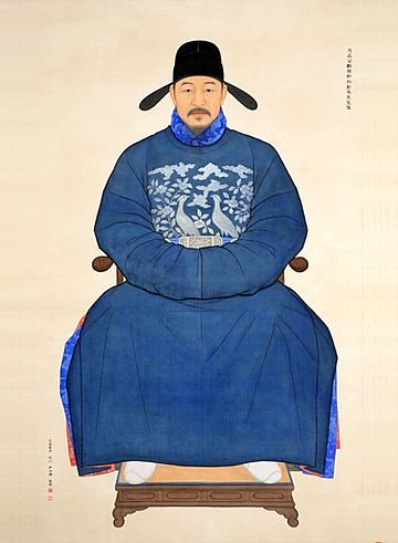 박팽년 표준영정(윤여환 제작, 2010). 육신사 기념관에 소장되어 있다. 박팽년의 얼굴 고증은 순천박씨 용모 유전인자 계측도를 토대로 제작되었다. [사진 한국문화정보원]