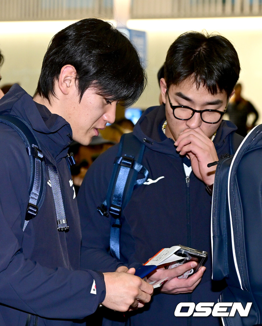 WBC 사이판 전지훈련을 마치고 돌아온 김도영과 안현민./OSEN DB 