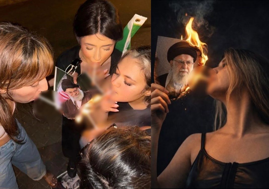 X(엑스)에는 여성들이 하메네이의 사진에 불을 붙여 담뱃불을 켜는 영상들이 잇따라 게시되고 있다. 사진 X 캡처