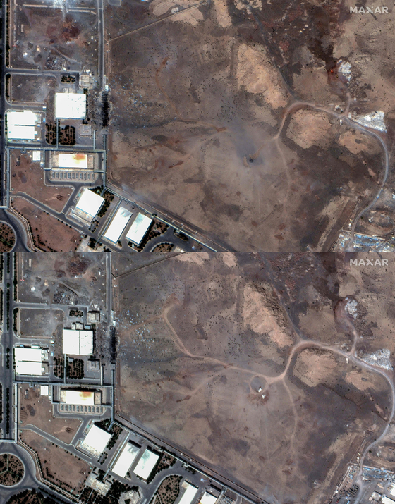 지난해 6월 21일 미국이 이란의 핵시설에 대한 공습을 가한 뒤 촬영된 이란의 핵시설 사진. AFP=연합뉴스