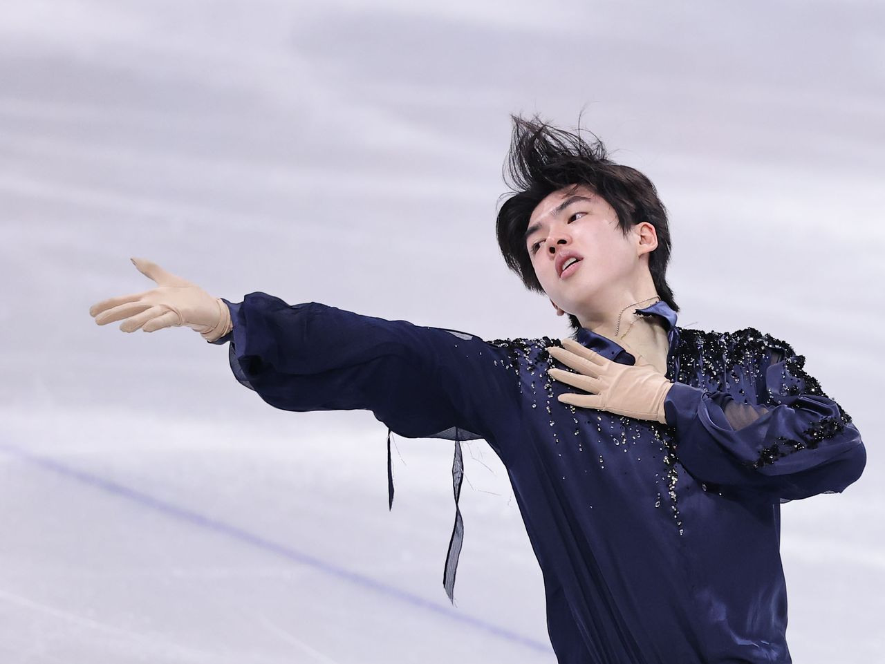 단체전 남자 쇼트프로그램에서 연기를 마치는 차준환. 연합뉴스