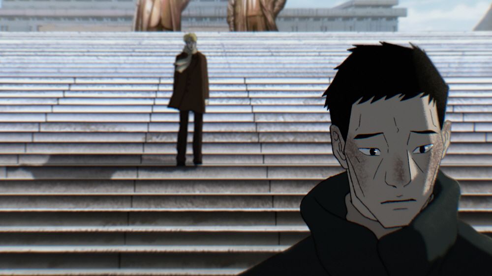 영화 '광장'에서 명준은 북한 여성 복주와 사랑에 빠진 스웨덴 대사관 1등 서기관 보리의 통역관으로, 둘을 감시하는 임무를 맡는다. 사진 스튜디오 디에이치엘 