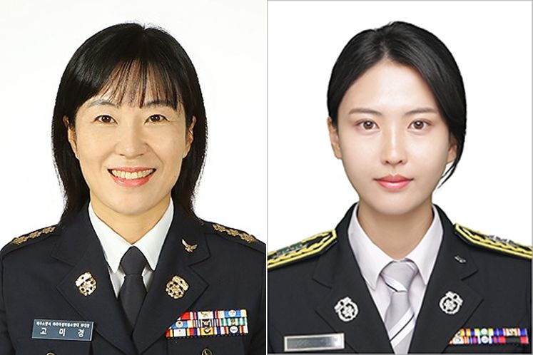 심정지 환자 구한 고미경 의용소방대부대장과 고은혜 소방장. 사진 제주도소방안전본부 