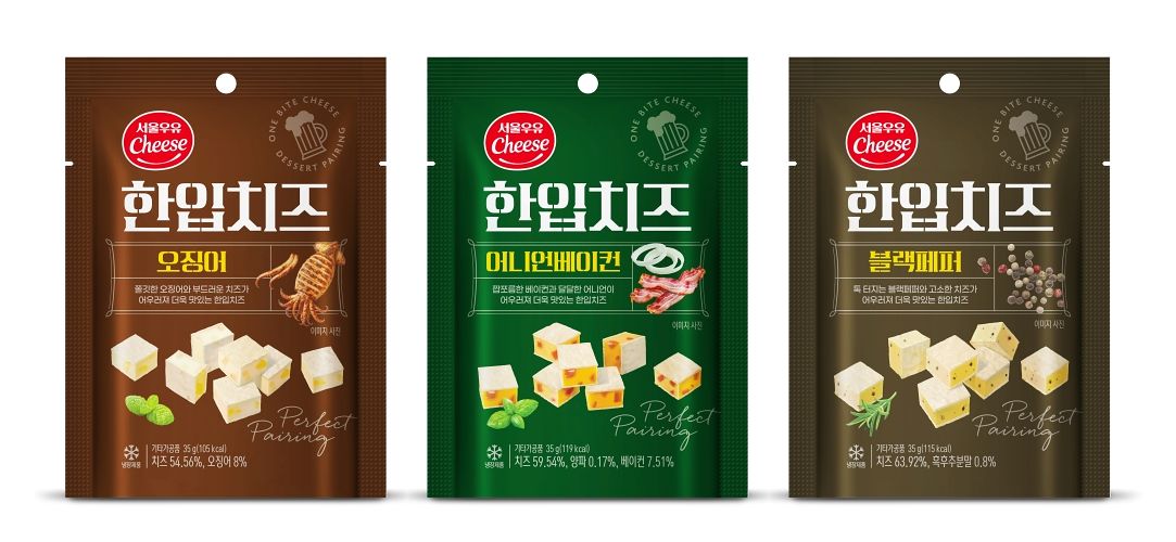 서울우유협동조합이 어포를 활용한 스낵치즈 신제품 ‘한입치즈 3종’을 선보였다. 사진 서울우유협동조합