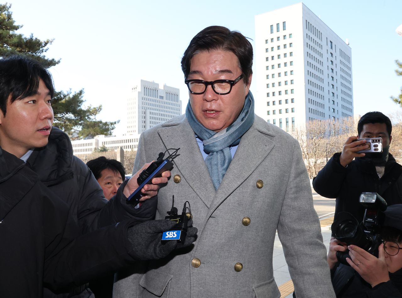 김성태 전 쌍방울그룹 회장이 지난달 8일 오전 서울 서초구 서울고검에 출석하고 있다. 연합뉴스