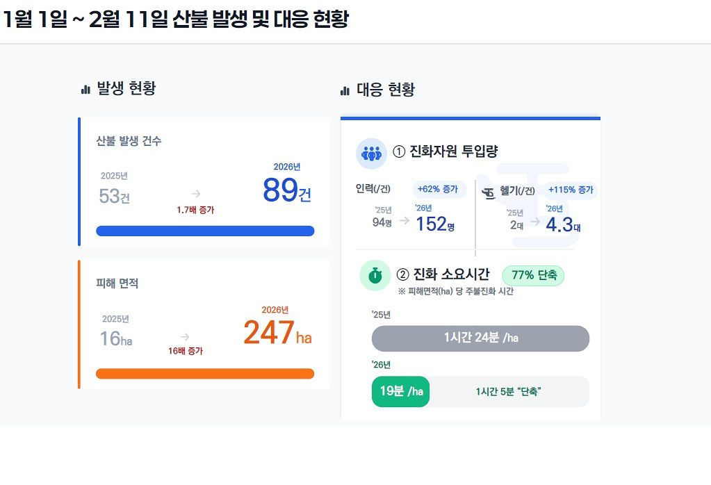 지난해 대비 올해 산불 발생 현황. [그래픽 행정안전부]