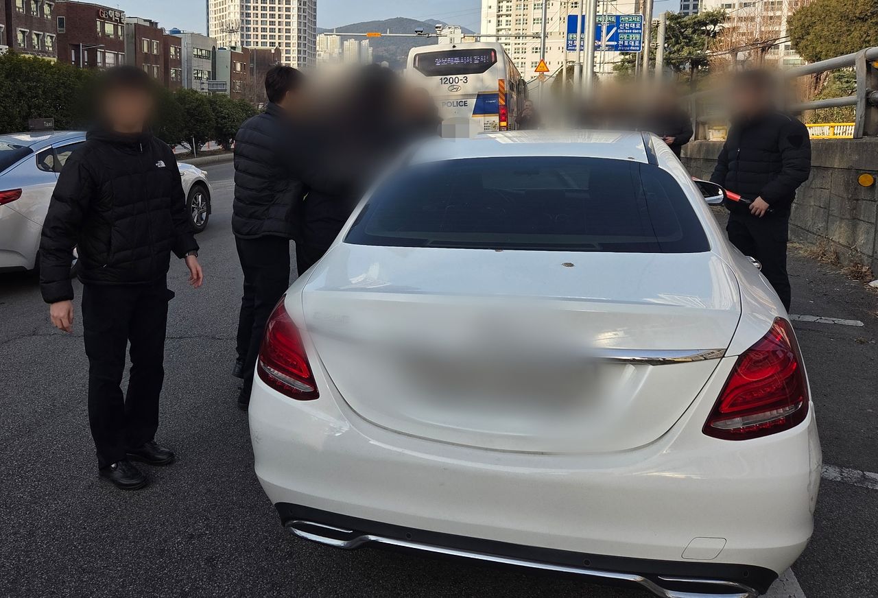 부산 황령터널 인근 음주 운전 검거 현장. 사진 부산경찰청