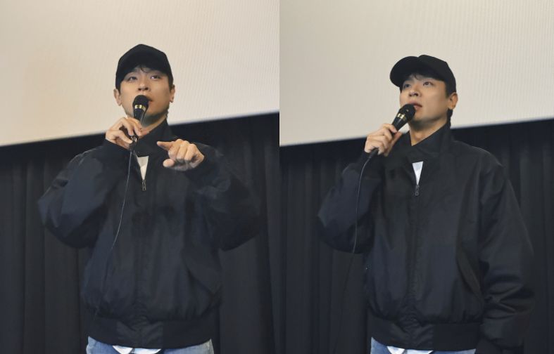 충주 메가박스 연수와 CGV 교현에서 영화 '휴민트' 1인 무대인사에 나선 배우 박정민. NEW 제공