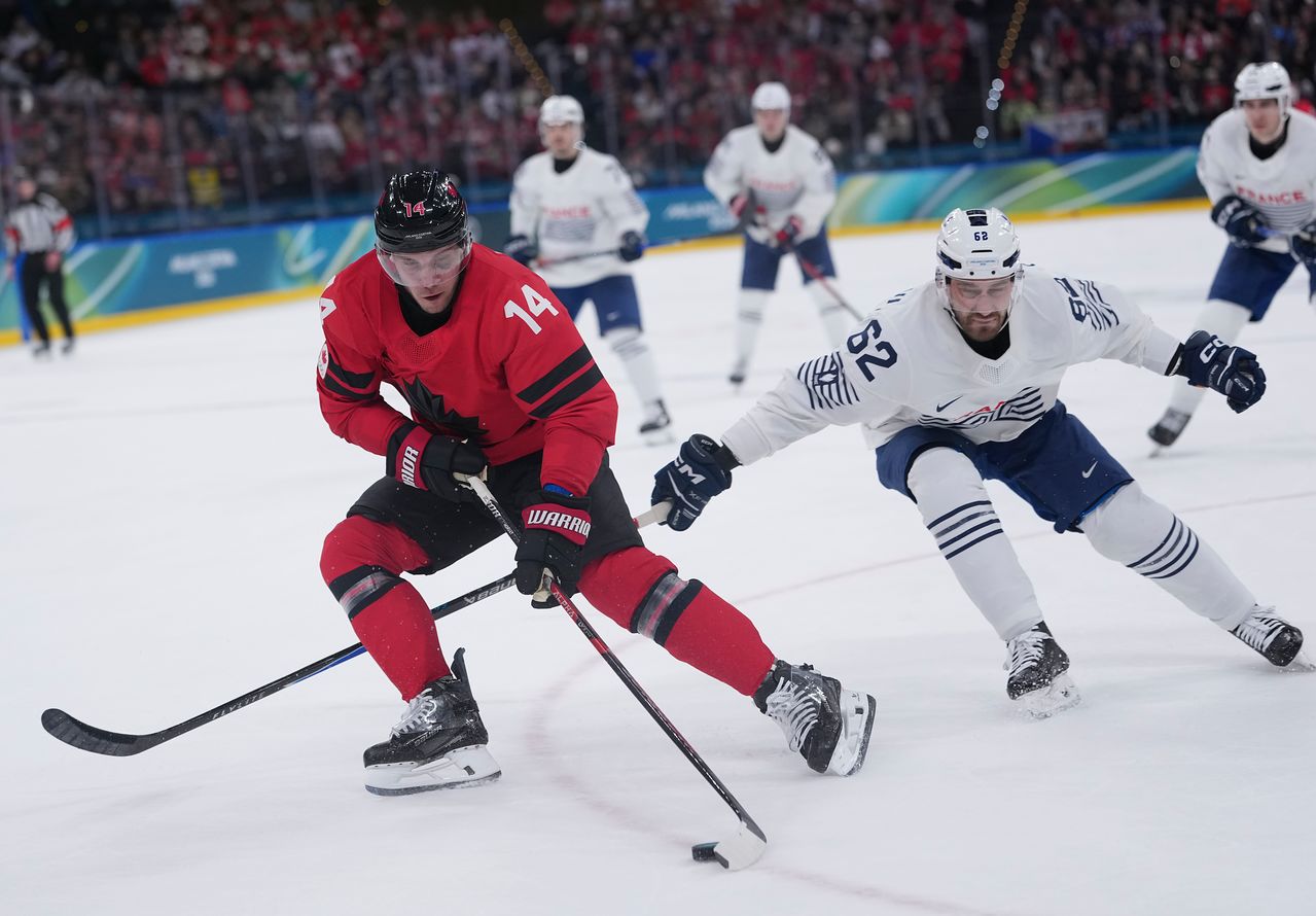 캐나다와 프랑스의 16일 아이스하키 경기. 신화=연합뉴스