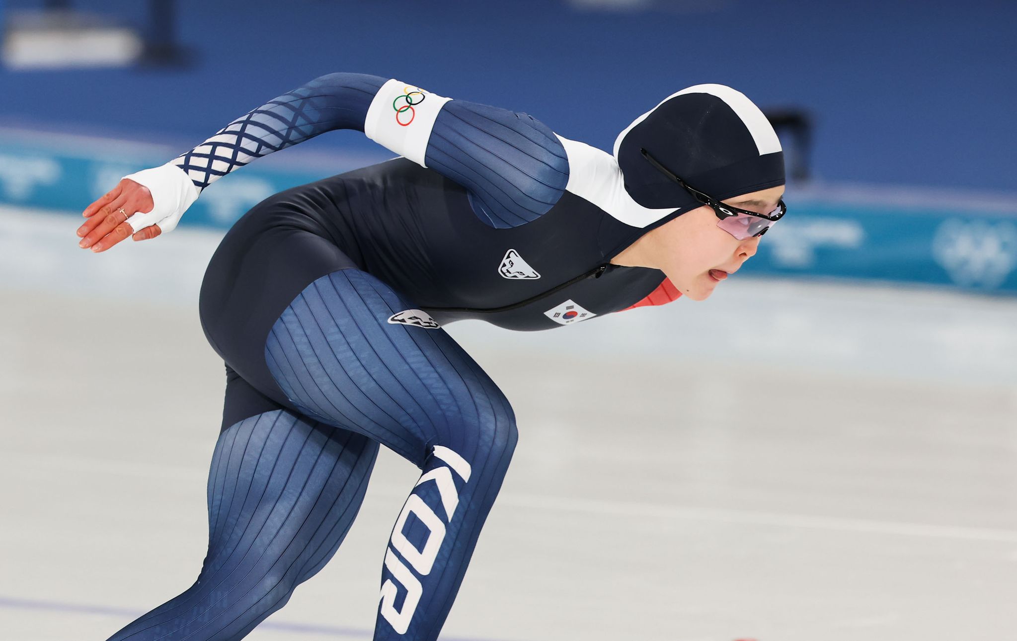 김민선이 15일(현지시간) 스피드스케이팅 여자 500m에서 질주하고 있다. 김종호 기자