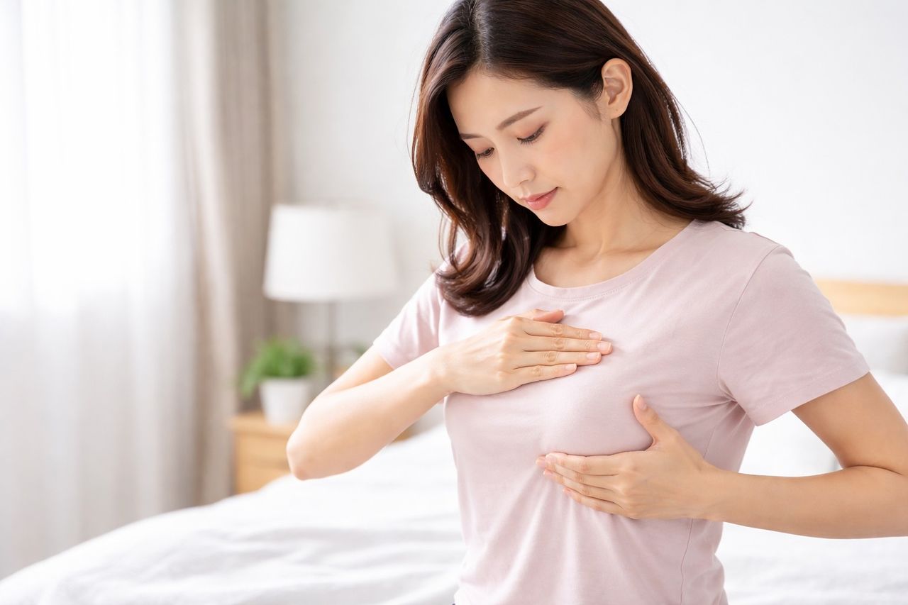 유방암 자가진단법 이미지. AI생성 이미지