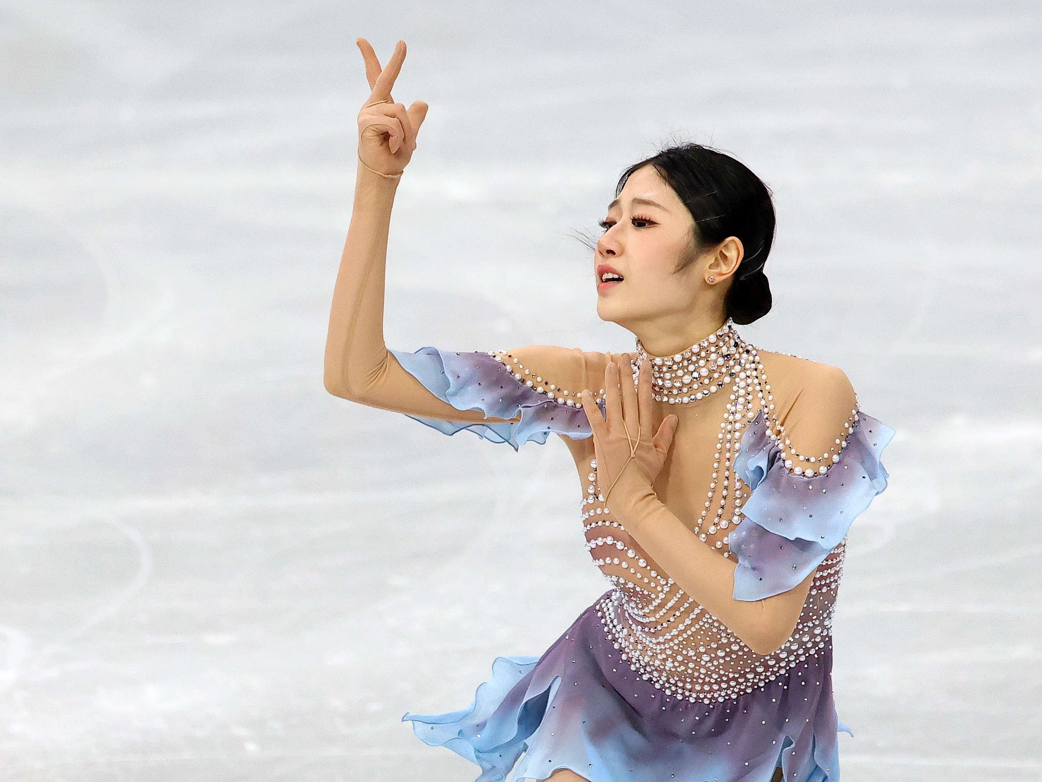 이해인이 18일 이탈리아 밀라노 아이스스케이팅 아레나에서 열린 2026 밀라노 코르티나담페초 동계올림픽 피겨 스케이팅 여자 싱글 쇼트 프로그램에서 연기를 펼치고 있다. 김종호 기자 