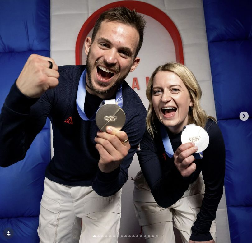 컬링 혼성 2인조 믹스더블에서 은메달을 합작한 코리 티스(오른쪽)와 코리 드랍킨. 사진 팀USA