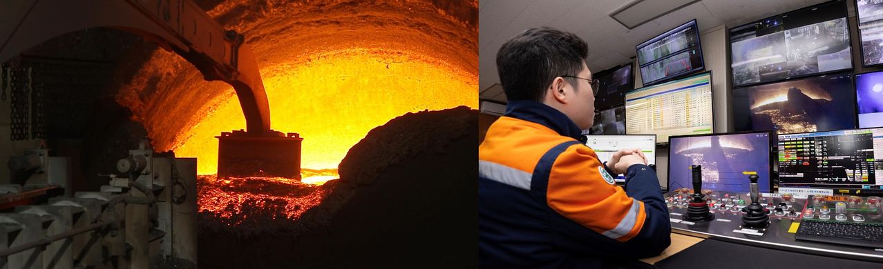 포스코 포항제철소는 지난해 제강공정에 AI 자율조업 도입을 마무리했다. 기존에는 사람이 직접 쇳물이 담긴 래들을 얼마나 기울일지 판단해 조이스틱으로 기울기를 조정하고, 쇳물 위에 떠있는 불순물(슬래그)를 긁어내는 설비 '스키머'를 조이스틱으로 상하·좌우로 조정해 슬래그를 긁어냈다. 하지만 AI자율조업 도입으로 AI 카메라의 판단아래 래들 기울이기·스키머 작동이 사람의 개입 없이 순차적으로 진행할 수 있게 됐다. 사진 포스코