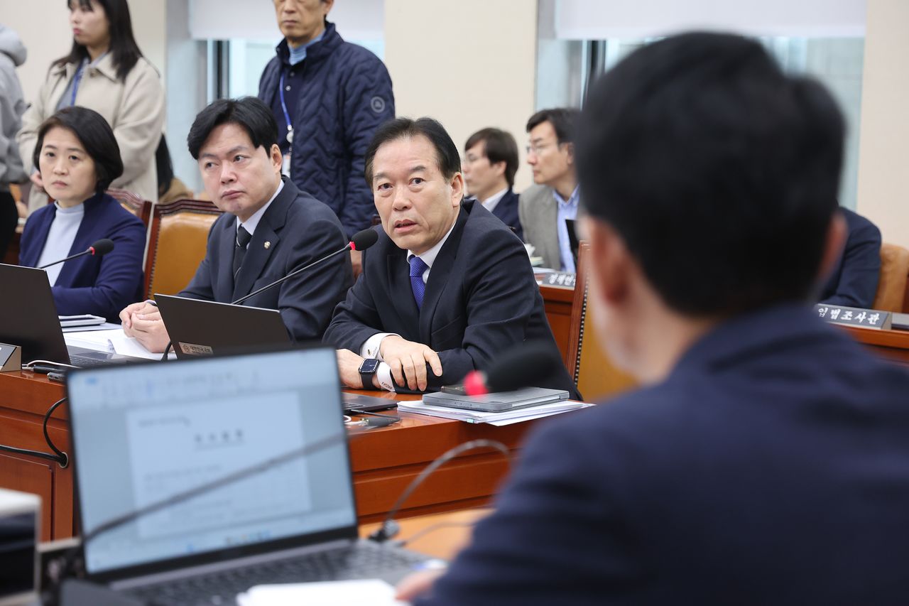 정태호 더불어민주당 간사가 24일 서울 여의도 국회에서 열린 대미투자특별법 처리를 위한 특별위원회에서 발언하고 있다. 뉴스1