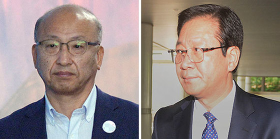 국민연금공단이 삼성물산과 제일모직 합병에 찬성 의결하도록 부당하게 개입한 혐의로 기소됐던 문형표 전 보건복지부 장관(왼쪽)과 홍완선 전 국민연금공단 기금운용본부장. 둘 다 2022년 대법원에서 유죄가 확정됐다. 중앙일보 DB