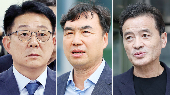 (왼쪽부터) 더불어민주당 허종식 의원·윤관석·임종성 전 의원. 뉴스1·연합뉴스