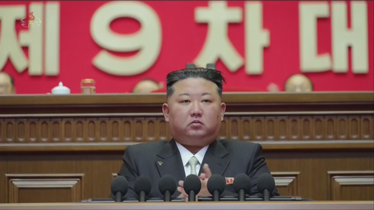 북한 조선중앙TV는 김정은 국무위원장이 지난 19일 평양에서 열린 조선노동당 제9차 대회에 참석했다고 20일 보도했다. 조선중앙TV 캡처, 뉴시스