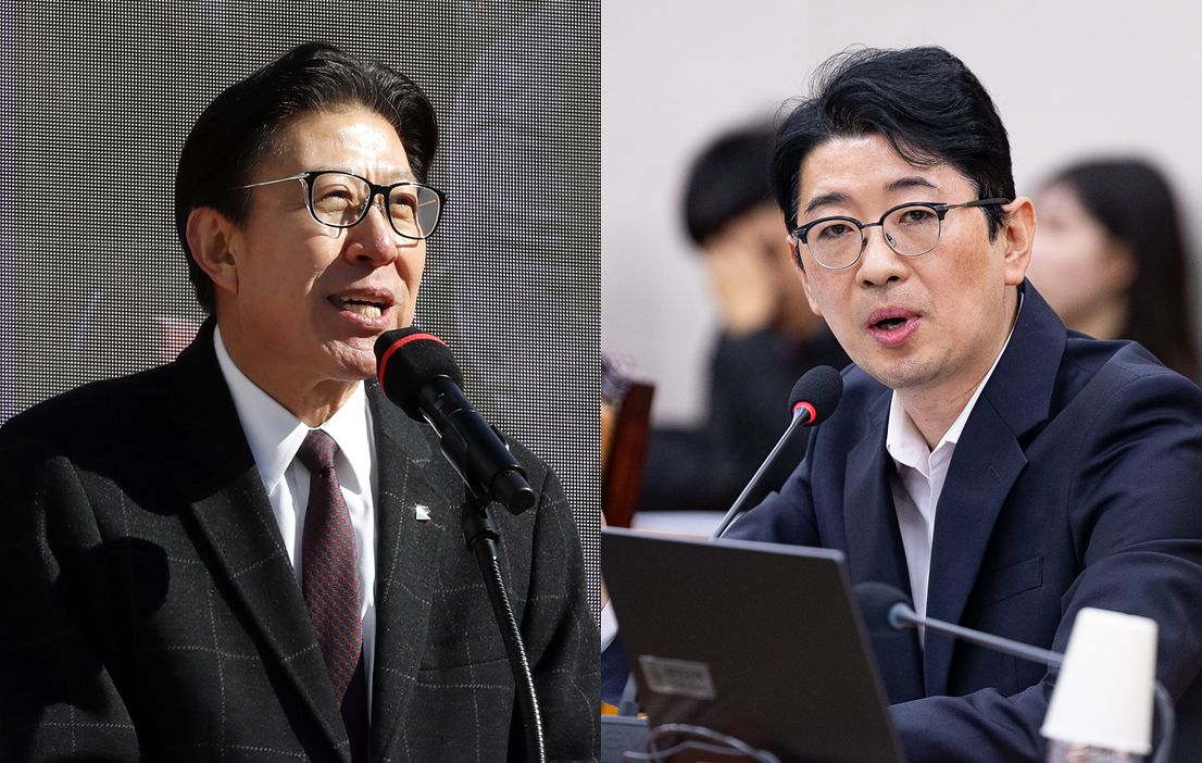 국민의힘 박형준 부산시장(왼쪽)과 주진우 의원. 뉴스1