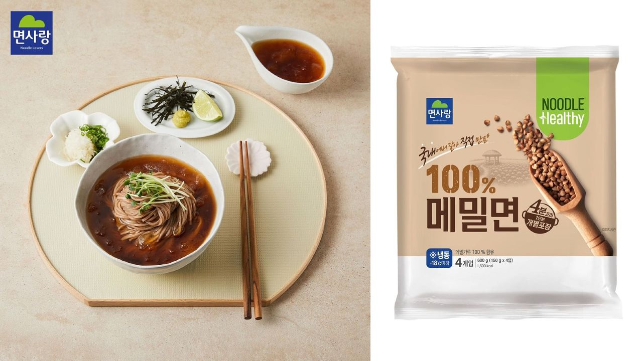면사랑이 메밀과 물만으로 만든 냉동 메밀면 ‘100%메밀면’을 출시했다. 사진 면사랑