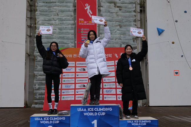 신운선(경기, 애스트로맨)이 전국동계체육대회 아이스클라이밍이 정식종목으로 채택된 이후 3년 연속 1위를 차지했다고 밝혔다. / 대한산악연맹